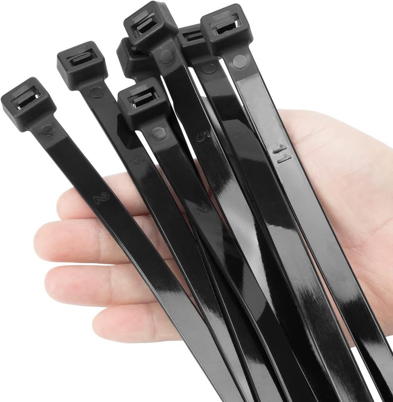 XINGO 16 inch Black Zip Ties Heavy Duty 60 PCS, 250 LBS Ultra Strong Plastic Wire Ties, Large Cable Ties Extra Long Tie Wraps, Indoor and Outdoor UV Resistant - Image 1